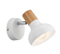 Reality Leuchten Applique murale Latika R81521031, métal blanc mat, bois synthétique, excl. 1x E14