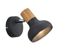 Reality Leuchten Applique murale Latika R81521032, métal noir mat, bois synthétique, excl. 1x E14