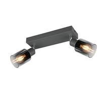 Reality Leuchten Barre des spots CADIZ R81782042, Métal anthracite, Verre Chrome Vaporisé, excl. 2x E14
