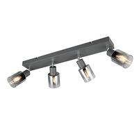 Reality Leuchten Barre des spots CADIZ R81784042, Métal anthracite, Verre Chrome Vaporisé, excl. 4x E14