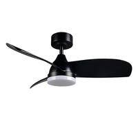 Reality Leuchten Fan HELSINKI R62732131, noir mat, metal, 25W, 2700-6500K, 2500lm, télécommande incluse, dimmable, Lumière de nuit