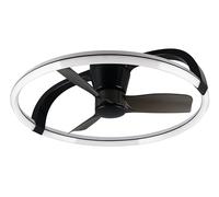 Reality Leuchten Fan STOCKHOLM R64262131, noir mat, metal, 25W, 2700-6500K, 4300lm, ailes déployables, télécommande incluse, dimmable, Lumière de nuit