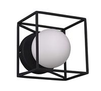 Reality Leuchten Gabbia R20401032 Applique murale en métal noir mat et verre blanc