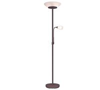 Reality Leuchten Gerry R40063124 Lampadaire en métal inoxydable et verre blanc avec 2 ampoules E27 et 1 ampoule E14, Rouille