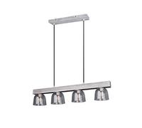 Reality Leuchten Karina R30064054 Suspension en bois gris et verre fumé avec 4 ampoules E14