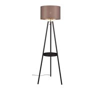 Reality Leuchten Lampadaire Colette R41561032 métal noir mat abat-jour taupe/doré sans ampoule E27