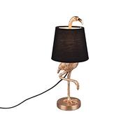 Reality Leuchten Lampe de table à LED style rétro flamant rose avec abat-jour en tissu Noir Hauteur 42 cm