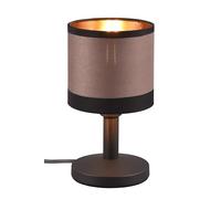 Reality Leuchten Lampe de table Davos R59551041, métal noir mat, abat-jour tissu taupe/noir/doré, excl. 1x E14