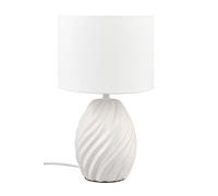 Reality Leuchten Lampe de table MELVA R51771031, Base Céramique Blanc mat, Abat-jour Tissu Blanc, excl. 1x E14