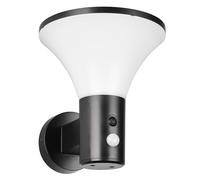 Reality Leuchten LED Applique murale d’extérieur GORDA R24676132, Plastique Noir mat, 3,5 Watt LED, Hybride solaire/batterie, Capteur crépusculaire, Capteur de mouvement