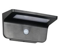 Reality Leuchten LED Applique murale solaire d’extérieur ATICO R24696132, Plastique Noir mat, 8 Watt LED, Hybride Solaire/Batterie, Capteur crépusculaire, Capteur de mouvement