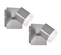 Reality Leuchten Lot de 2 spots muraux à LED en métal 1 ampoule orientable Argenté mat 10 x 10 cm