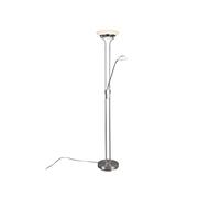 Reality Leuchten Orson R40073507 Lampadaire LED 27 W + LED 4,5 W avec variateur d'intensité en nickel mat et verre albâtre blanc