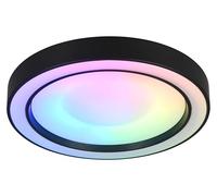 Reality Leuchten Plafonnier LED ARCO R65091432, Plastique Noir mat, 22 Watt LED, Changement de couleur, Télécommande