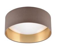 Reality Leuchten Plafonnier LED Locarno R64191141, plastique blanc, abat-jour taupe/doré, LED 12 Watt incluse