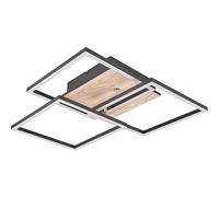 Reality Leuchten Plafonnier LED Mobile R62883135, métal noir mat, imitation bois, LED 27 Watt incluse, télécommande