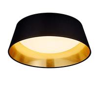 Reality Leuchten Ponts R62871279 Plafonnier LED en acrylique blanc, abat-jour en tissu noir/doré, avec LED 14 W, diamètre 28,5 cm