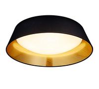 Reality Leuchten Ponts R62871879 Plafonnier LED en acrylique blanc, abat-jour en tissu noir/doré, avec LED 18 W, diamètre 35,5 cm