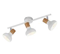 Trio-Leuchten Poutre Latika R81523031 métal blanc mat bois synthétique, 3x E14 non inclus