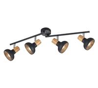 Reality Leuchten Poutre Latika R81524032, métal noir mat, bois synthétique, excl. 4x E14