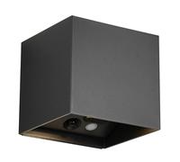 Reality Leuchten R24169632 Applique murale LED d'extérieur à batterie en plastique noir mat avec LED 1 W et détecteur de mouvement