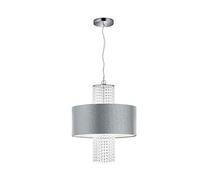 Reality Leuchten R30483089 King Suspension avec Abat-jour en Acrylique et Abat-Jour Argenté Clair 3 x E27