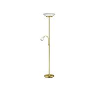 Reality Leuchten R40063108 Gerry Lampadaire en métal laiton mat et verre blanc, avec 2 ampoules E27 et 1 ampoule E14 non incluses