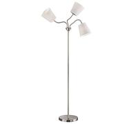 Reality Leuchten R40153001 Windu Lampadaire en Métal Nickel Mat avec Abat-jour en Tissu Gris 1 x E27
