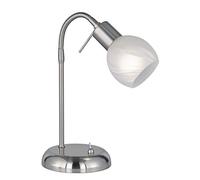 Reality Leuchten R50171007 Lampe de Table, Métal, Nickel Matt/Alabasterfarbig Weiß