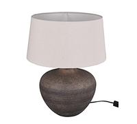 Reality Leuchten R50963844 Lou Lampe de table en céramique Marron/abat-jour en tissu beige non inclus 1 ampoule E27 Hauteur 38 cm