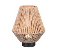 Reality Leuchten R55991126 Lira Lampe de table à LED sans fil en métal noir mat avec abat-jour en fil de papier marron et 4 LED 1,5 W