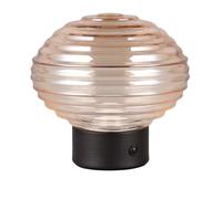 Reality Leuchten R57771113 Earl R57771113 Lampe de table à LED avec 4 touches tactiles en métal noir mat et verre ambre 1,5 W