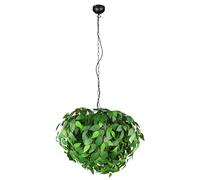 Reality Leuchten Suspension LEAVY R10464015, Métal Noir mat, Feuilles Plastique Vert, excl. 4x E14