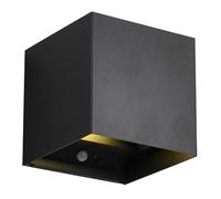 Reality Leuchten Talent R27759132 Applique murale LED à batterie en métal noir mat Support mural magnétique avec 2 x 0,5 W, capteur crépusculaire, détecteur de mouvement, éclairage haut et bas, prise