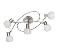 Reality, Plafonnier, Antibes 5xE14, max.28,0 W Verre, Albâtre, Corps: metal, Nickel mat L:52,0cm, L:25,0cm, H:23,0cm IP20