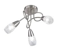 Reality, Plafonnier, Colmar 3xE14, max.28,0 W Verre satiné, Transparent claire, Corps: metal, Nickel mat Ø:47,0cm, H:25,0cm IP20