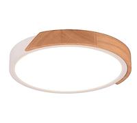 Reality, Plafonnier, Jano incl. 1 x LED,SMD,20,0 Watt,3000K,2400 Lm. Bois naturel, couleur de bois, Corps: Plastique, blanc mat Ø:31,5cm, H:3,5cm