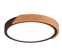 Reality, Plafonnier, Jano incl. 1 x LED,SMD,20,0 Watt,3000K,2400 Lm. Bois naturel, couleur de bois, Corps: Plastique, noir mat Ø:31,5cm, H:3,5cm