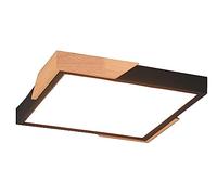 Reality, Plafonnier, Meta incl. 1 x LED,SMD,20,0 Watt,3000K,2400 Lm. Bois naturel, couleur de bois, Corps: Plastique, noir mat L:31,5cm, L:31,0cm, H:3,5cm Réglable avec interrupteur,IP20