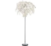 Lampadaire feuilles blanc lampadaire feuille chrome lampadaire sur pied, en métal avec interrupteur à pied, 3x E14, DxH 70 x 180 cm