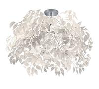 Plafonnier Feuilles Eclairage Salon Plafonnier design fleurs, chrome blanc, rond, 3x E14, DxH 70x73 cm