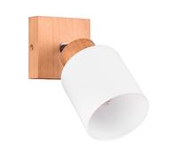 Reality, Spot, Assam 1xE14, max.25,0 W Verre, Blanc, Corps: Bois naturel, naturel L:10,0cm, L:10,0cm, H:21,0cm Montage au plafond et au mur,IP20,Sans illuminant,FLEXConnect