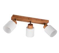 Reality, Spot, Assam 3xE14, max.25,0 W Verre, Blanc, Corps: Bois naturel, naturel L:45,0cm, L:10,0cm, H:21,0cm Montage au plafond et au mur,IP20,Sans illuminant