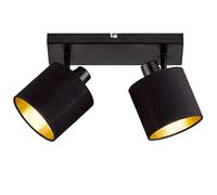 Reality Spot Bar TOMMY R80332079, Métal Noir Mat, Abat-jour en Tissu Noir/Or