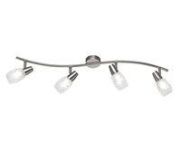 Reality, Spot, Colmar 4xE14, max.28,0 W Verre satiné, Transparent claire, Corps: metal, Nickel mat L:79,0cm, L:8,0cm, H:19,0cm IP20