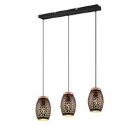 Reality Suspension Bidar R31573080, métal noir mat, bois naturel, sauf 3x E27