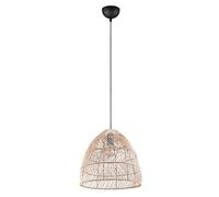 Reality Suspension Rike R31131036, métal noir mat, abat-jour rotin naturel, sauf 1x E27