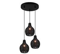 Reality, Suspension, Sprout 3xE14, max.40,0 W Maillage rotin, Noir, Corps: Maillage rotin, Noir Ø:30,0cm, H:150,0cm IP20,Sans illuminant,Réglable en hauteur
