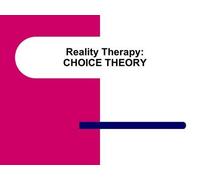 REALITY THERAPY The Clinical Application of Choice Theory (AUDIO CASSETTE)