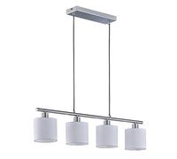 Trio-Leuchten Suspension TOMMY R30334001 – nickel mat, abat-jour en tissu blanc